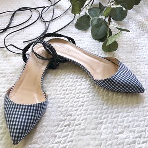 J. Crew Slingback Tie Flats in Gingham